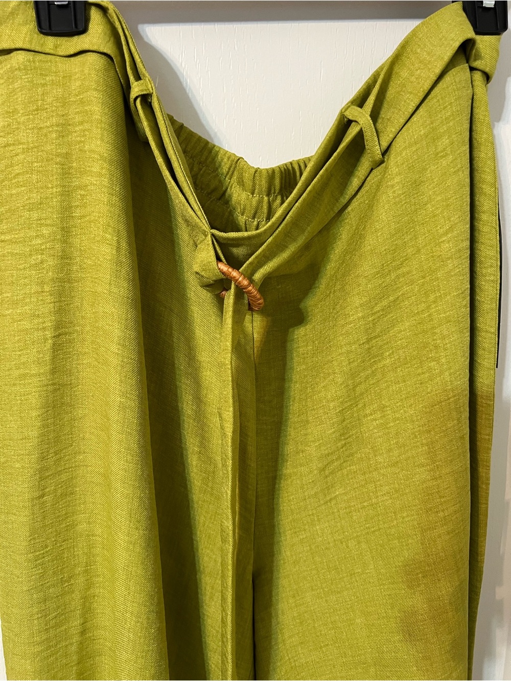 Wide-Leg Drawstring Pants in Lime Green - Picture 2 of 5